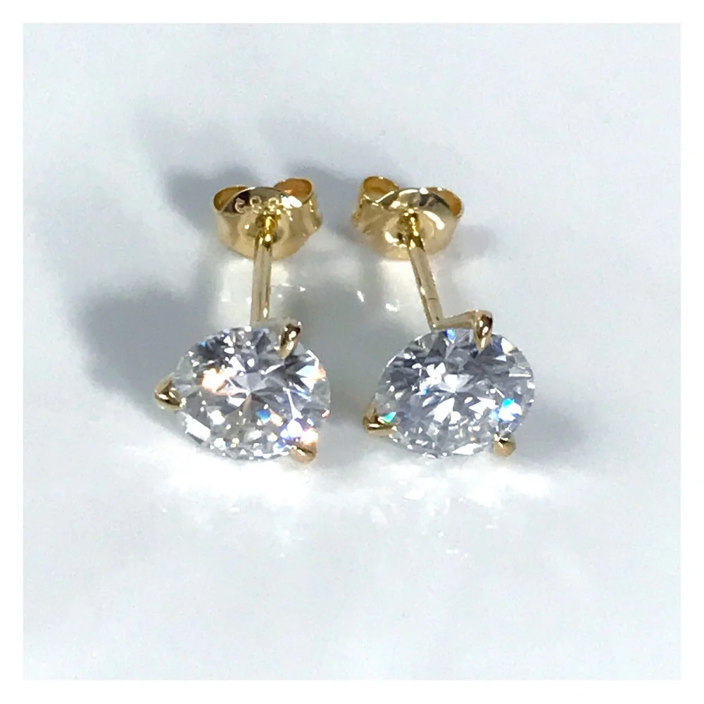 14KT 2 CARAT GENUINE MOISSANITE SOLID YELLOW GOLD MARTINI SET STUD EARRINGS NWOT - Picture 10 of 12